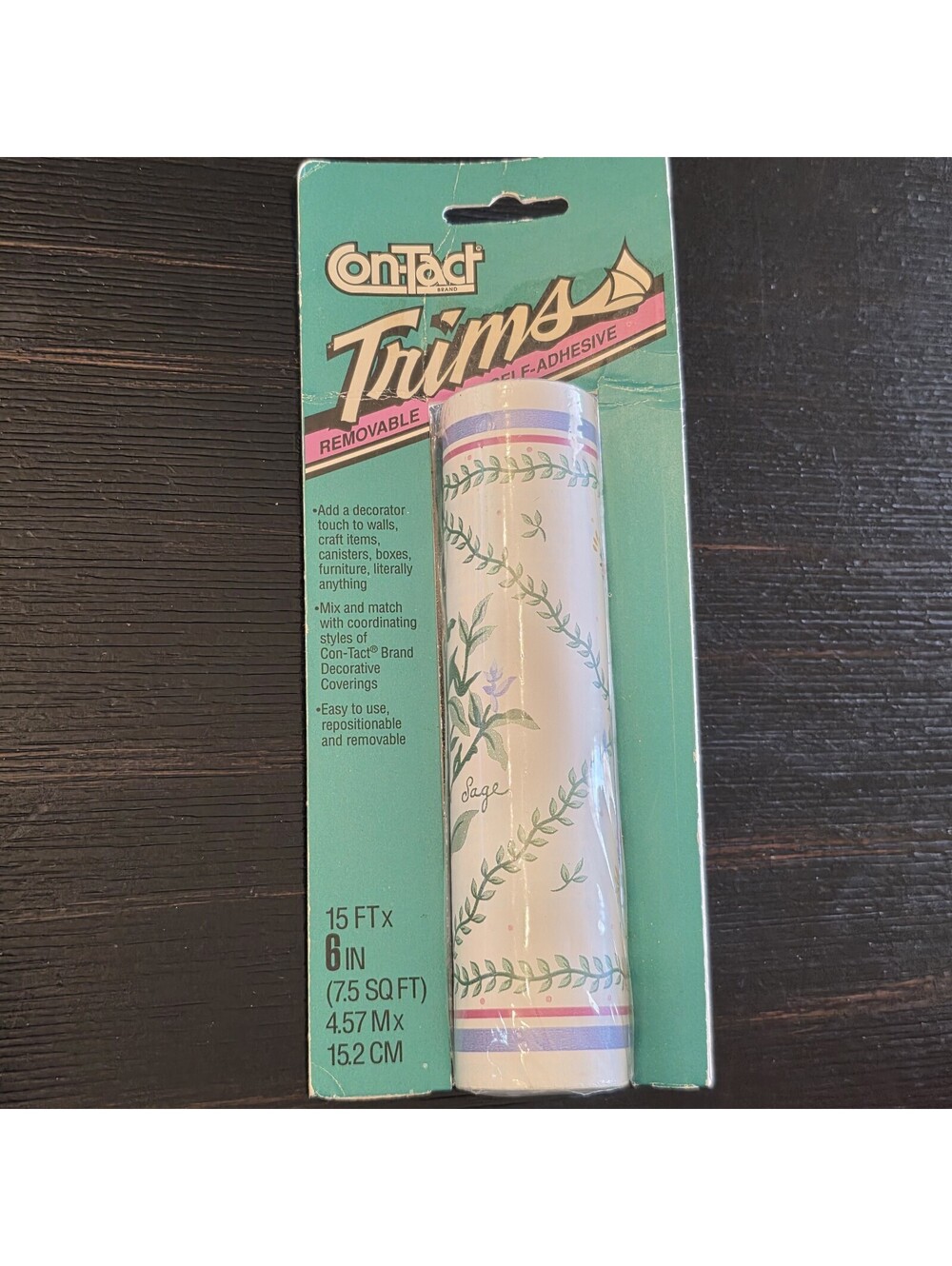 Vintage 1991 Herb Garden Con-Tact Removable Adhesive Trim 15' x 6" New